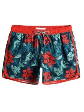 Men's Tropical Floral Swim Trunks - Red & Teal